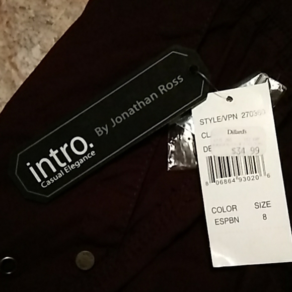 Size 8 NWT Johnathan Ross Intro dark brown capris - Picture 7 of 8